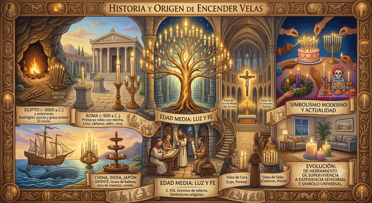 Vela encendida representando una tradición milenaria de luz y oración