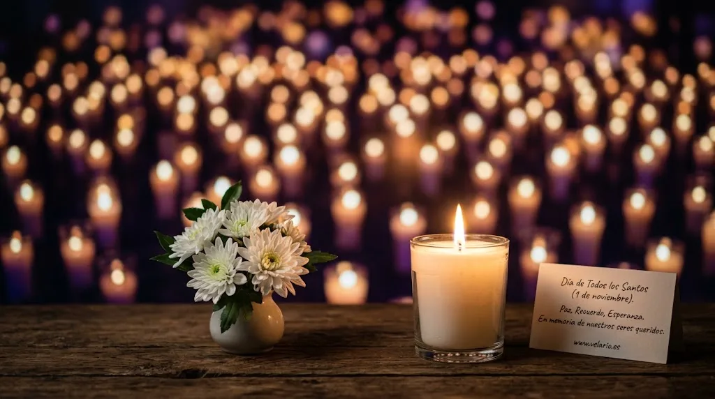 Vela encendida en memoria de los seres queridos en el Día de Todos los Santos