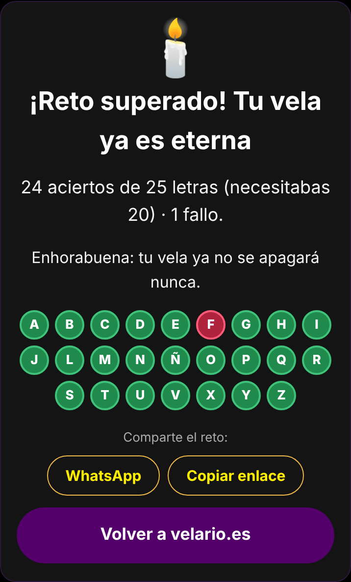 Reto superado: vela eterna